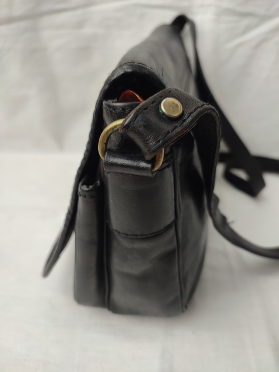 La Moda Shoulder Bag Black Leather Made In Italy Timeless Beautiful (photo 4 of 15)