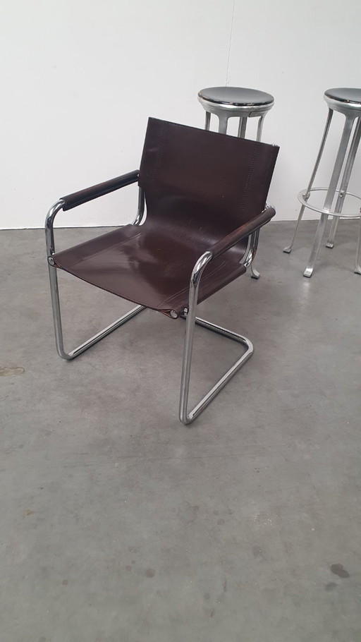 Mart Stam S34/B vintage stoel fasem Italië 70s tuigleer