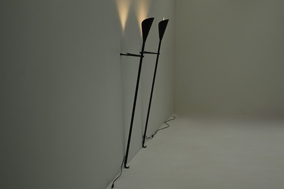 Image 1 of Set aus 2 brutalistischen Wand-/Stehlampen, Niederlande der 1980er Jahre.