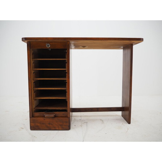 Image 1 of Vintage wooden desk with free wheels, Czechoslovakia 1960