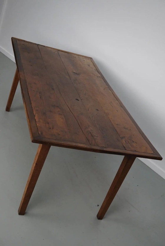 Image 1 of Mesa de comedor rústica francesa de madera de olmo, siglo XX