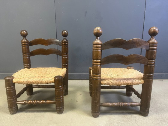 Image 1 of Charles Dudouyt (attr) brutalist children chairs, set of 2, 1960s