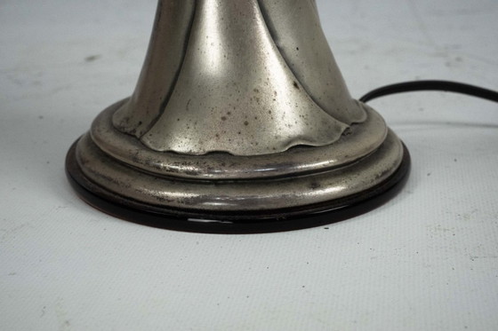 Image 1 of Silver Vermeil Figural Table Lamp with Opaline Glass. Italy 1960s