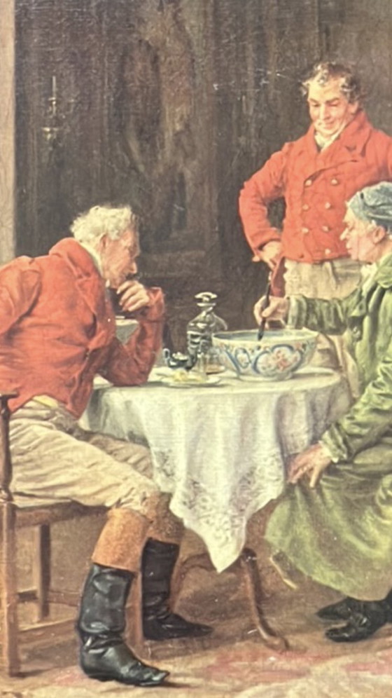 Image 1 of Estampe vintage de Margaret Dovaston - « Bonne humeur » - Dans un magnifique cadre en bois
