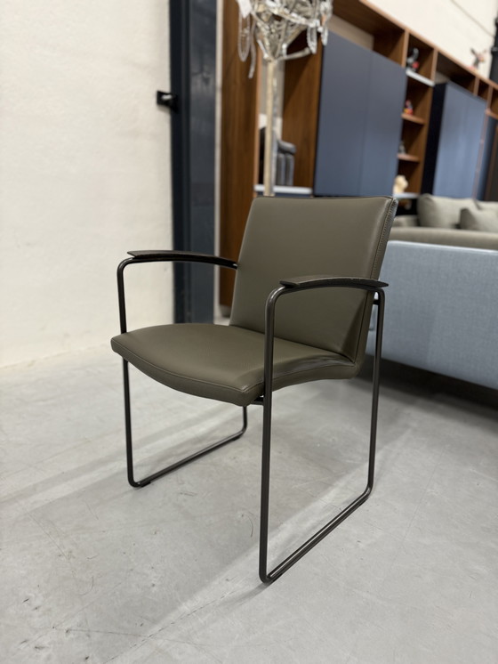 Image 1 of Leolux Talos Eetkamerstoel groen leer