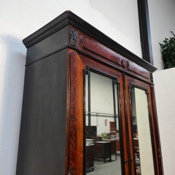 Image 1 of Vintage antieke kledingkast garderobekast kleerkast spiegelkast demontabel