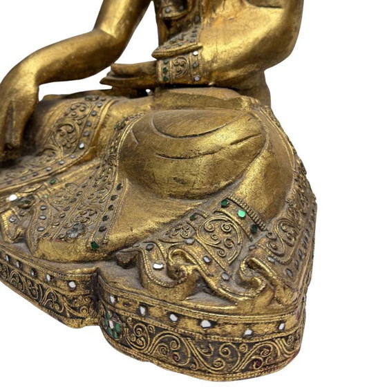 Buda Mandalay Birmano del Siglo XIX Calidad Museo – Madera de Teca Maciza (50.5 cm) – Esculturas (photo 10 of 11)