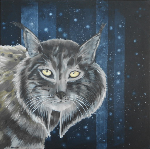 Winter painting of a Lynx (hand painted)