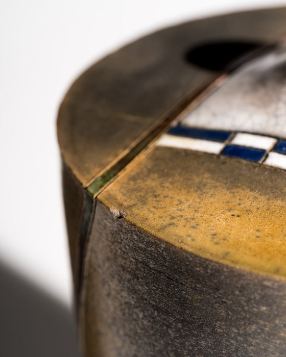Image 1 of Hans-Peter Mader Sculptural Raku Lidded Studio Vase Germany, 1991 Studiokeramik