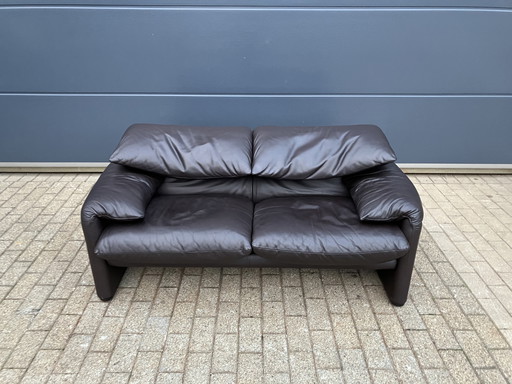 Cassina Maralunga 2-seater original Dark brown leather Top condition!