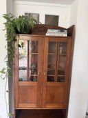 Antique Art Deco wooden wall cabinet / china cabinet
