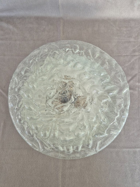 Image 1 of Lámpara de techo o pared empotrada Doria Leuchten Ice/Bubble Glass Ø38cm Cromada Estilo Space Age años 60/70 3xE27 Vintage
