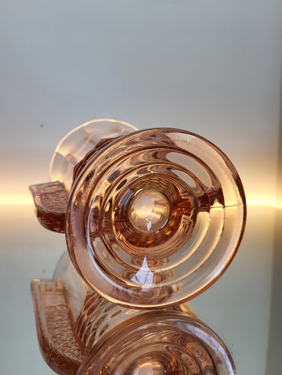 Image 1 of Jarrón Art déco Val Saint Lambert, serie Luxval modelo Romeo, color rosa, Bélgica