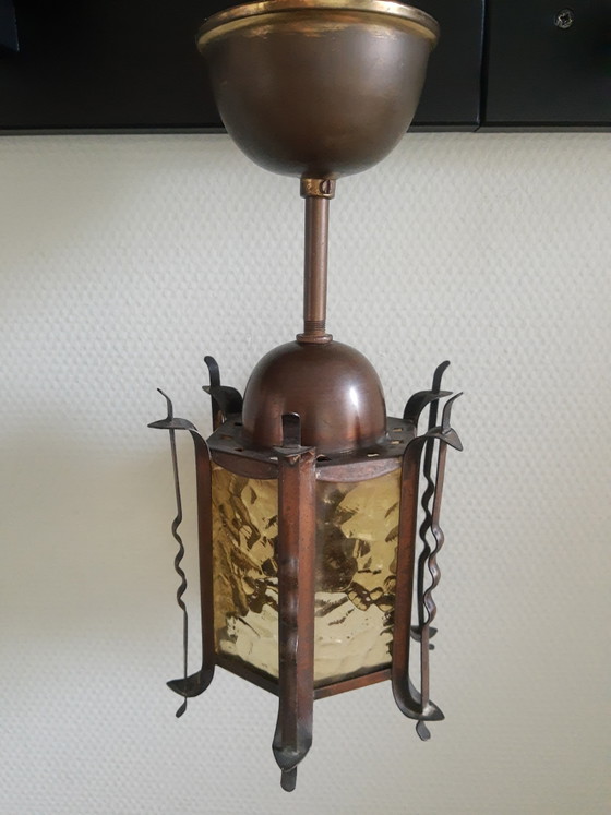 Image 1 of Art Deco Amsterdam School pagoda style pendant lamp, 20s-30s