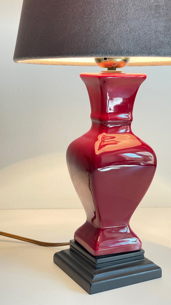 Image 1 of Lampe Chic Céramique Et Velours Vintage