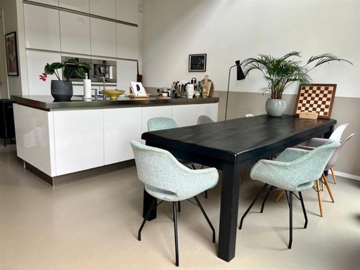 Statement wine table | Solid oak | Black lacquered | 270 cm