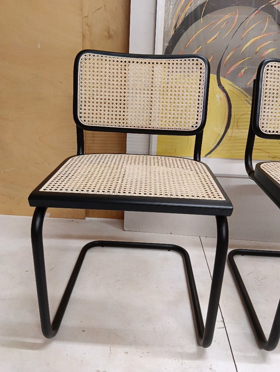 Image 1 of ALIVARMVSEVM 104. SET of 2 CESCA B32 Chairs (NEW) in Black Frame Limited Edition 