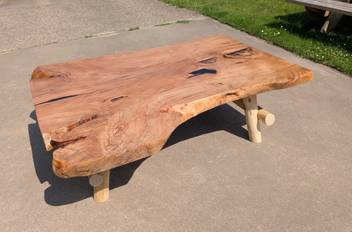 Tavolino unico rustico in tronco d'albero di faggio