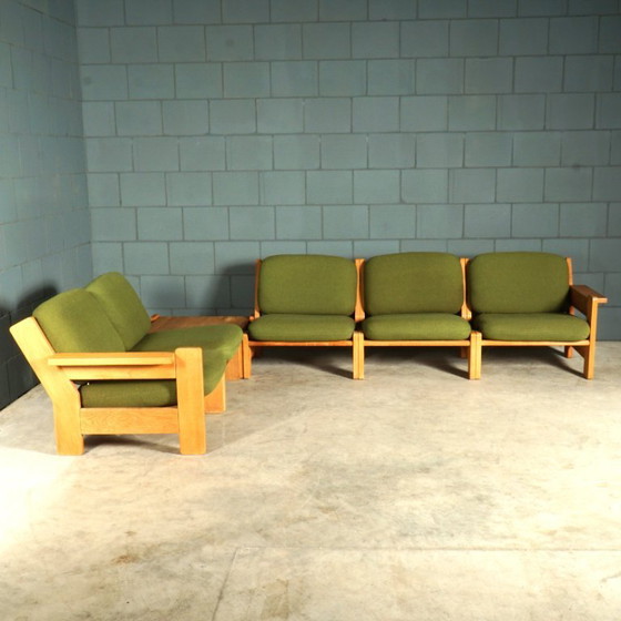 Image 1 of Gruppo di sedute/sedute modulari vintage – verde – anni '70