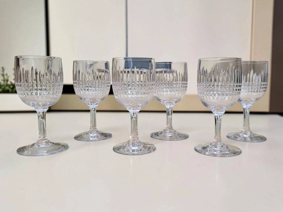 6 calici da vino tagliati - porto in cristallo Baccarat / Nancy – Bicchieri e caraffe, Vetro, Art Deco (photo 7 of 7)