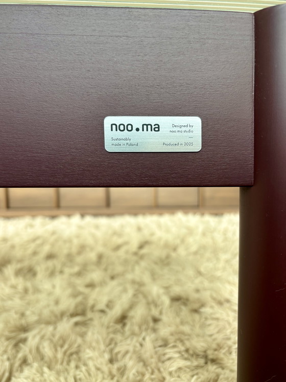 Image 1 of KOB Table Noo.ma, Wine Red, Ribbed Glass, Wooden Base