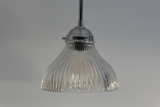 Image 1 of Lampes pendantes en plexiglas transparent strié Holophane