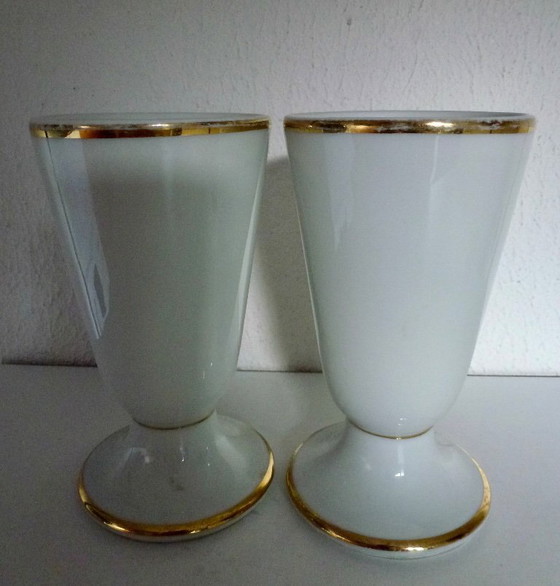 Image 1 of 2x Vintage Limoges porcelain cups on foot.
