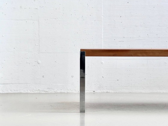 Image 1 of Spacious dining table with rosewood veneer and chrome-plated steel frame, 1970s