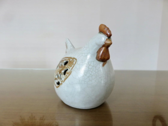 Crackle and openwork ceramic hen, 80s – Decorative Objects (photo 3 of 7)