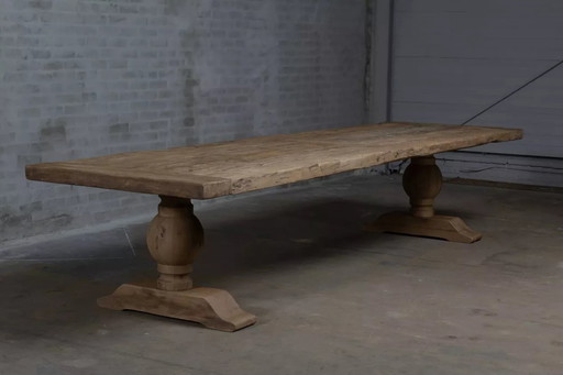 Table Monastère Soleil – Chêne Patiné – 220 cm – Piétement Plein