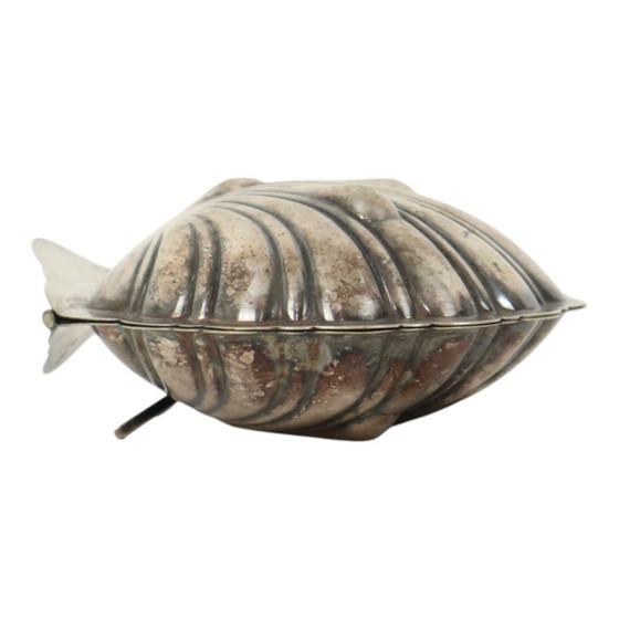 Image 1 of Silver-Plated Shell Butter Dish Caviar Holder