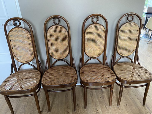 4 vintage Lange Jan webbing chairs
