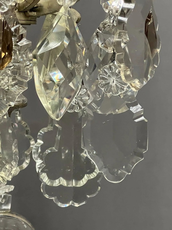 Lampadario antico francese di 170 cm con catena in cristallo in stile Luigi XVI. – Crystal, Glass (photo 9 of 12)