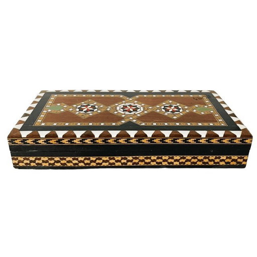 Caja de madera geométrica vintage para tarjetas con incrustaciones de nácar Khatam – decoratieve objecten (photo 2 of 6)