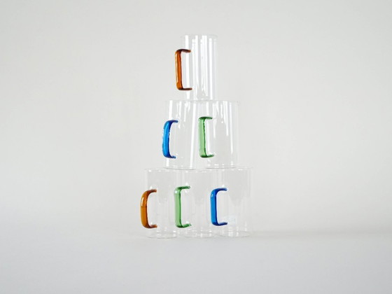 Image 1 of Set van zes glazen, Deens design, jaren 70, gemaakt in Denemarken.