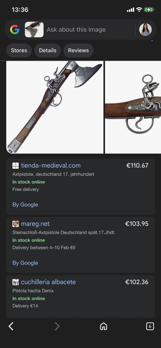 Image 1 of Replica di pistola con ascia, Germania XVII secolo.