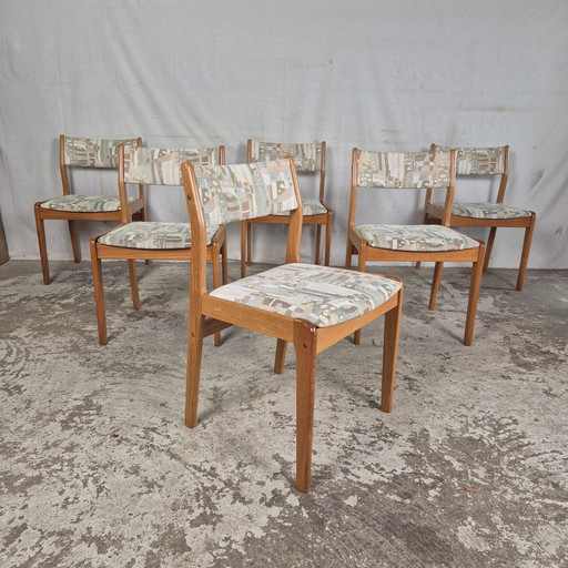 6x chaise de salle à manger danoise vintage des années 60-70 en teck