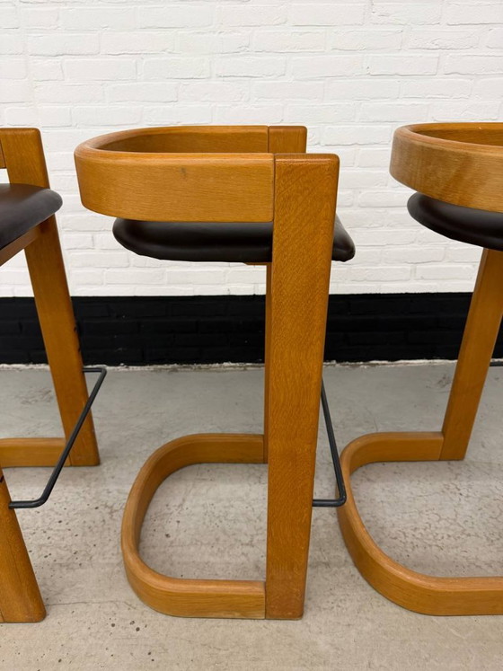 Juego de 3 taburetes de bar estilo Willy Rizzo – Wood (photo 9 of 10)