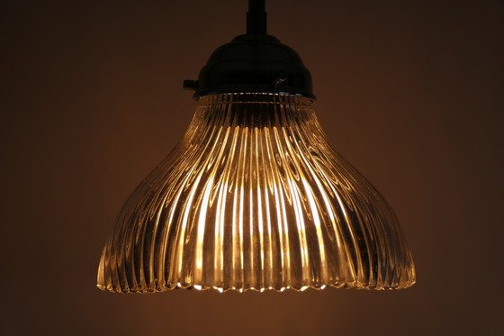 Image 1 of Lampes pendantes en plexiglas transparent strié Holophane