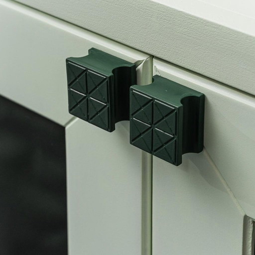 CREDENZA IN LEGNO CON INSERTI IN PELLE VERDE, MODERNARIATO VINTAGE ANNI '60