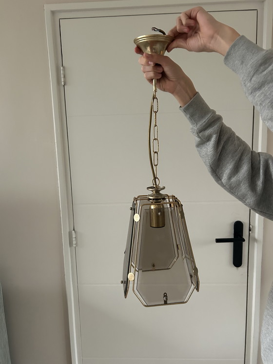 Image 1 of Vintage hanglamp messing rookgas