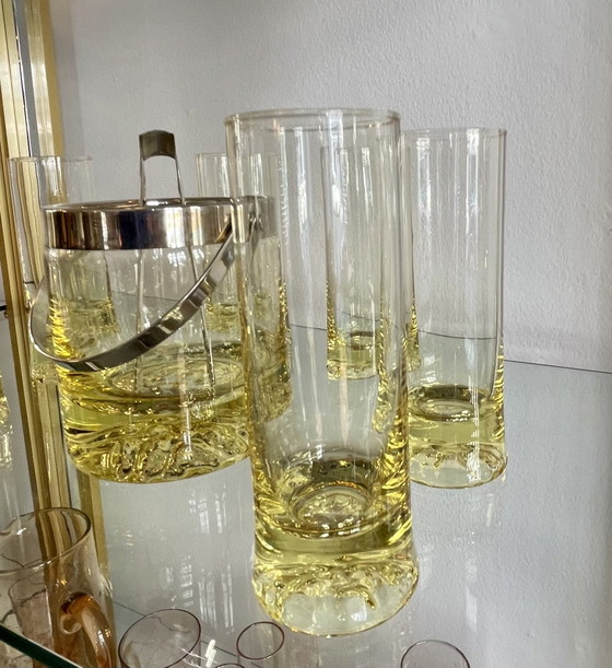 Image 1 of Set da cocktail highball in cristallo giallo soffiato a mano.