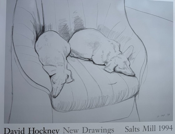 Image 1 of David Hockney (1937-2026), Black and White Dogs Exhibition Poster, 1994, copyright David Hockney, Printed in the UK