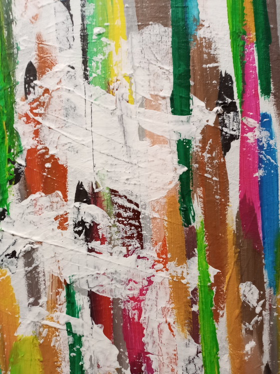 Image 1 of T. van Steenbergen "Stripes" 100 x 100 cm