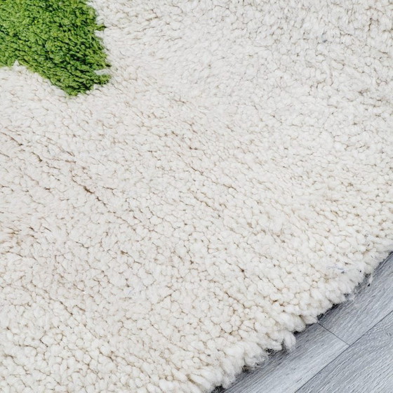 Tapis en Laine Beni Ouaraine Blanc et Vert Taille 1,4/2,6 M – Ahrend, Wool (photo 3 of 7)