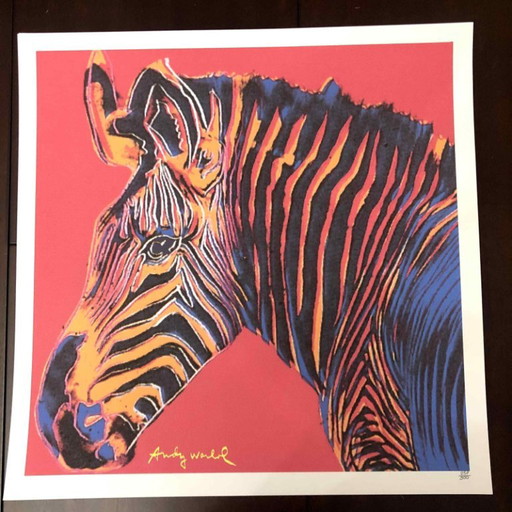 Années 1990, d'après Andy Warhol, lithographie « Le zèbre de Grévy » – lithos zeefdrukken, Paper