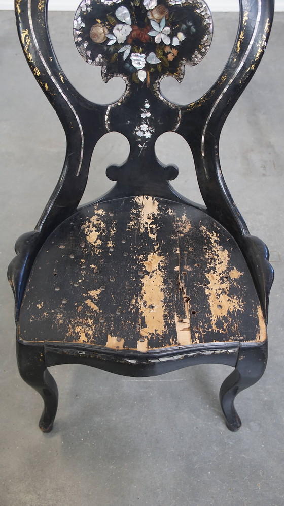 Image 1 of Antique 19th Century English Mother of Pearl Chair