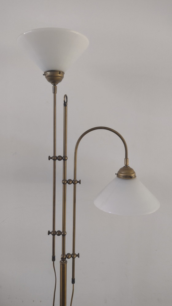 Image 1 of Vintage Brass Floor Lamp With Milk Glass