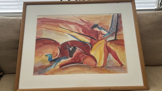 Acquerello Originale "Corrida" Jurjen Fontein – Dipinti e disegni, Glass, Paper (photo 2 of 8)