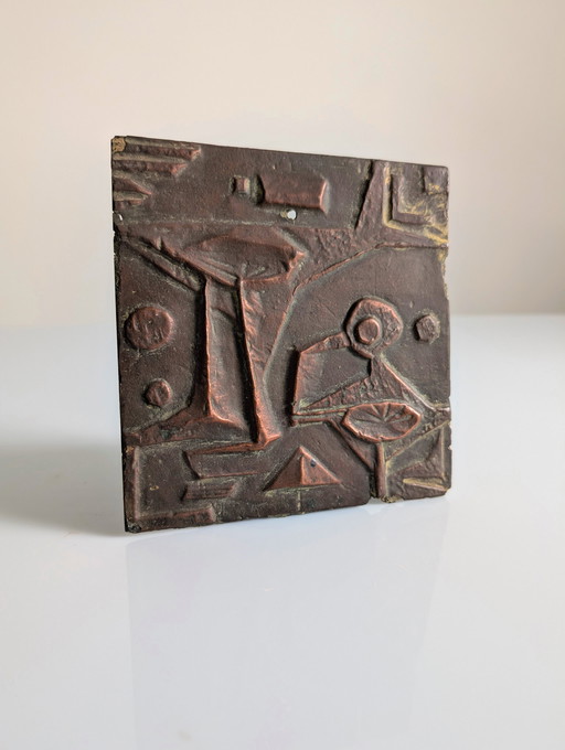 Brutalist Fiberglass Relief Wall Plaque, 1960s
